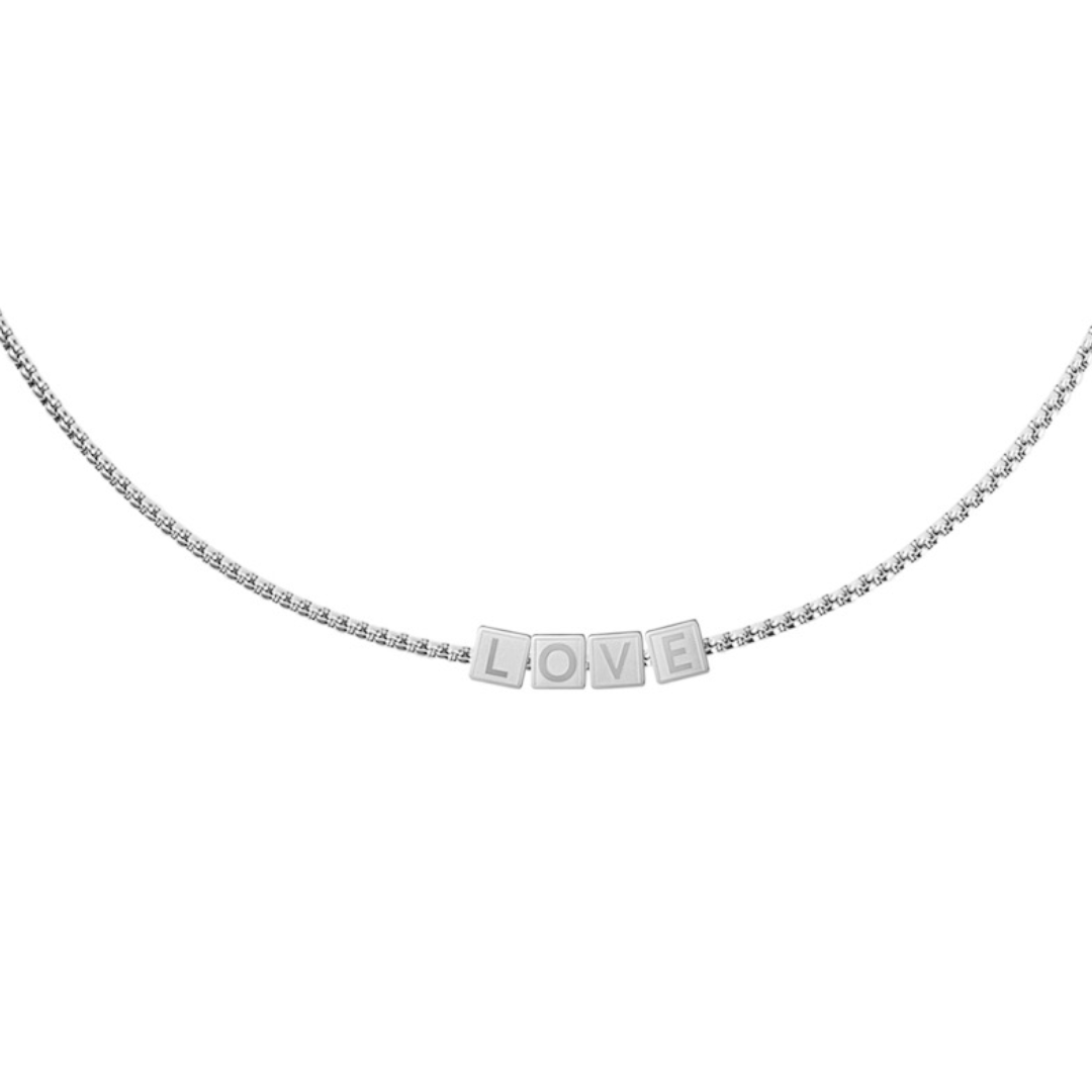 "Love" Box Cube Letter Chain Necklace